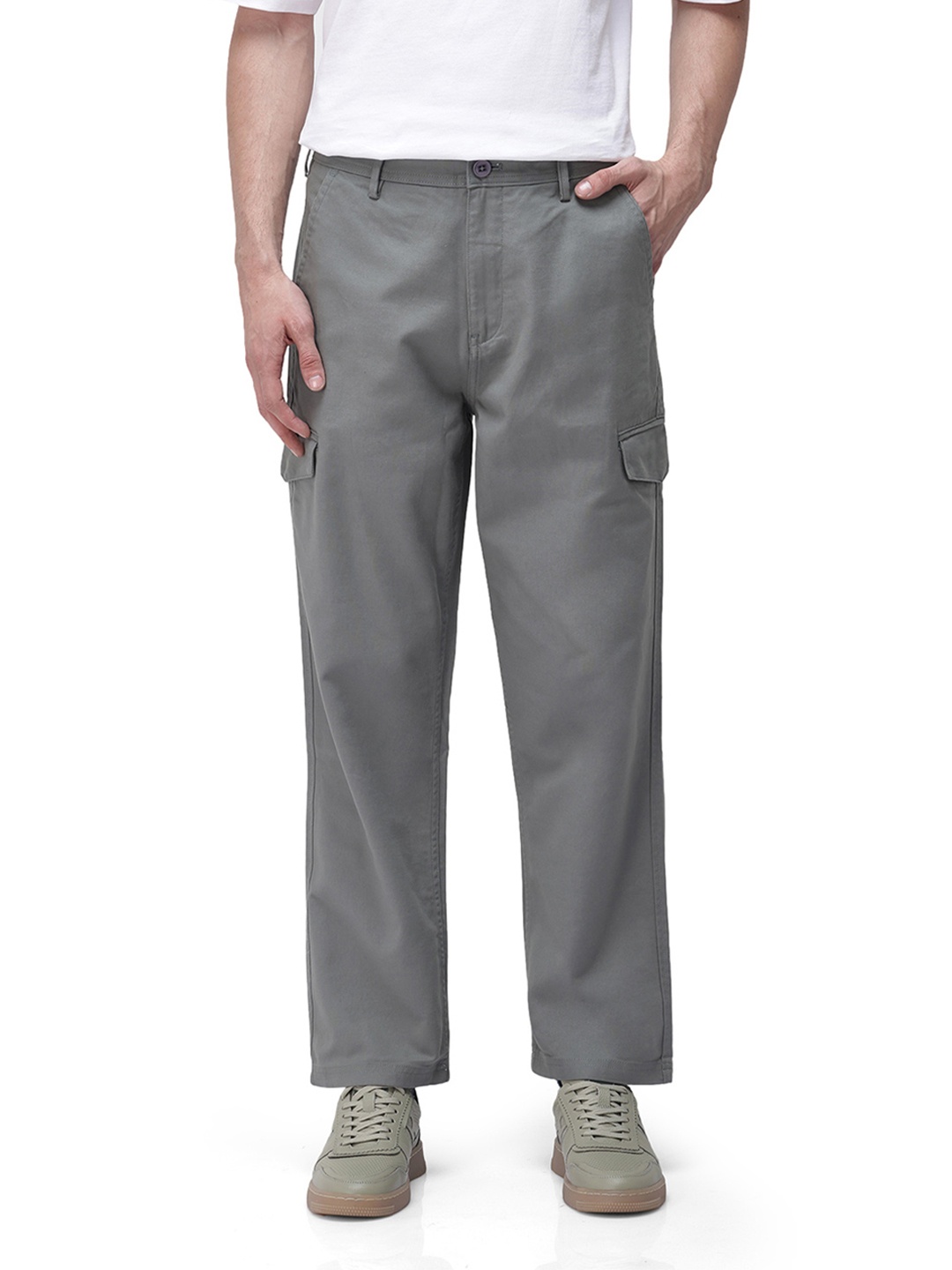 

RARE RABBIT Men Zipo Regular Fit Cargos Trousers, Green