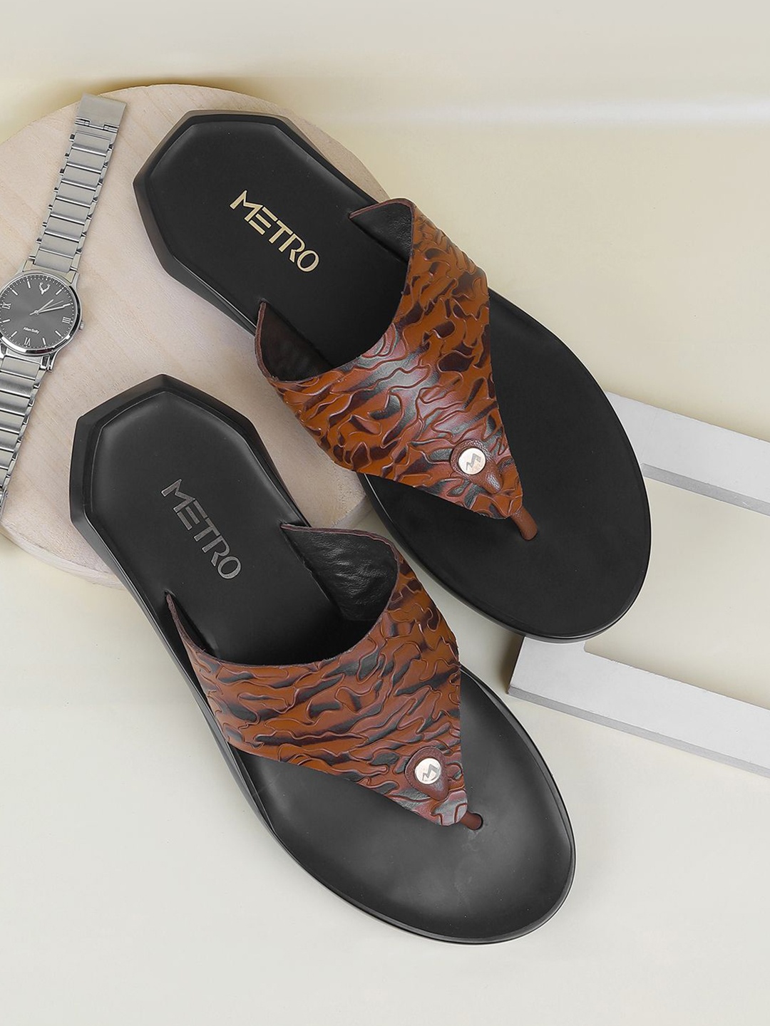 

Metro Men Leather Comfort Sandals, Brown