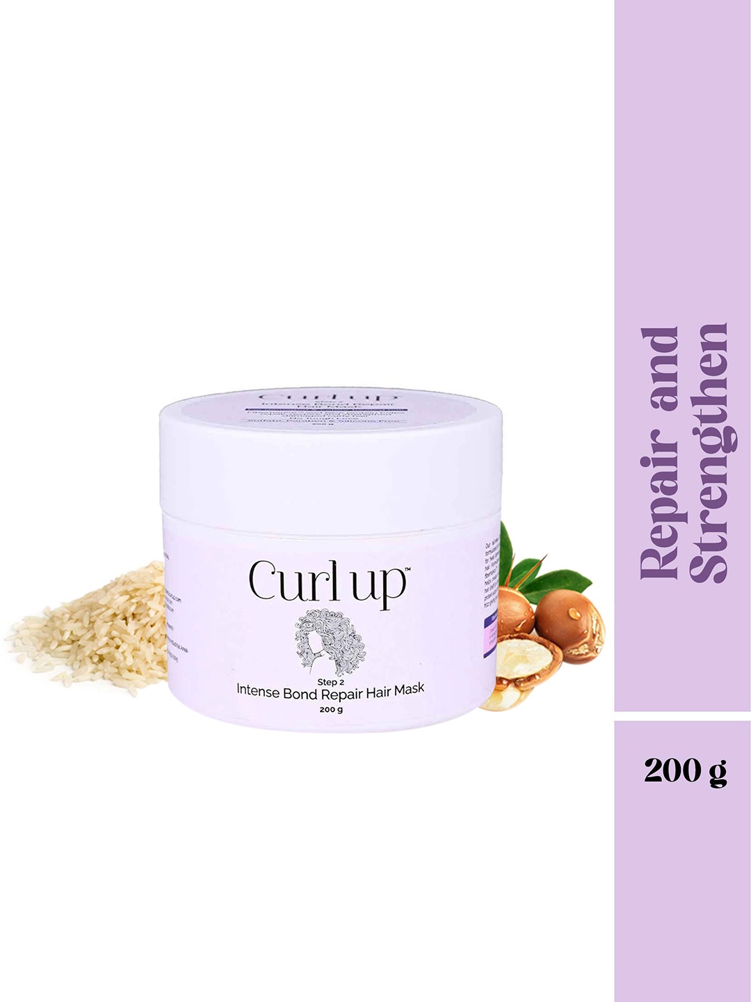 

Curl up Intense Bond Repair Hair Mask With Argan Oil- 200 g, Off white