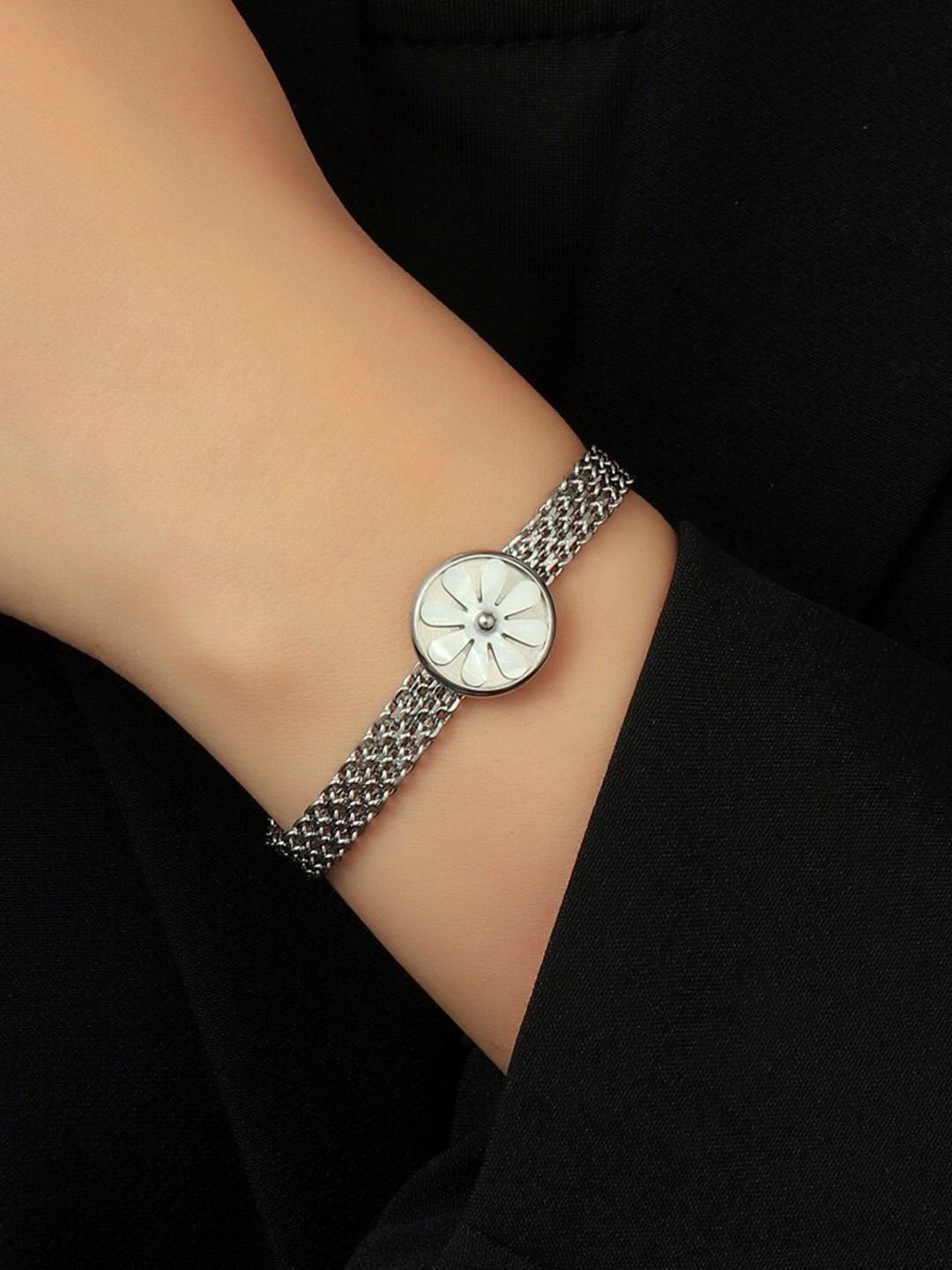 

SALTY Quaint Flora Stainless Steel Wraparound Bracelet, Silver