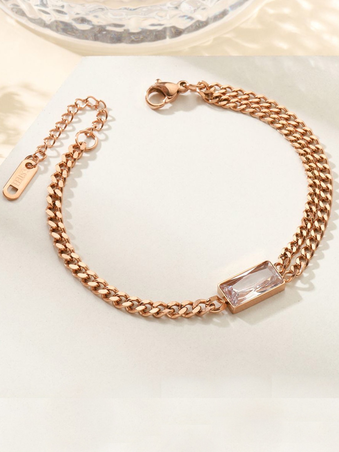 

SALTY Serene Stainless Steel Stones Studded Wraparound Bracelet, Gold