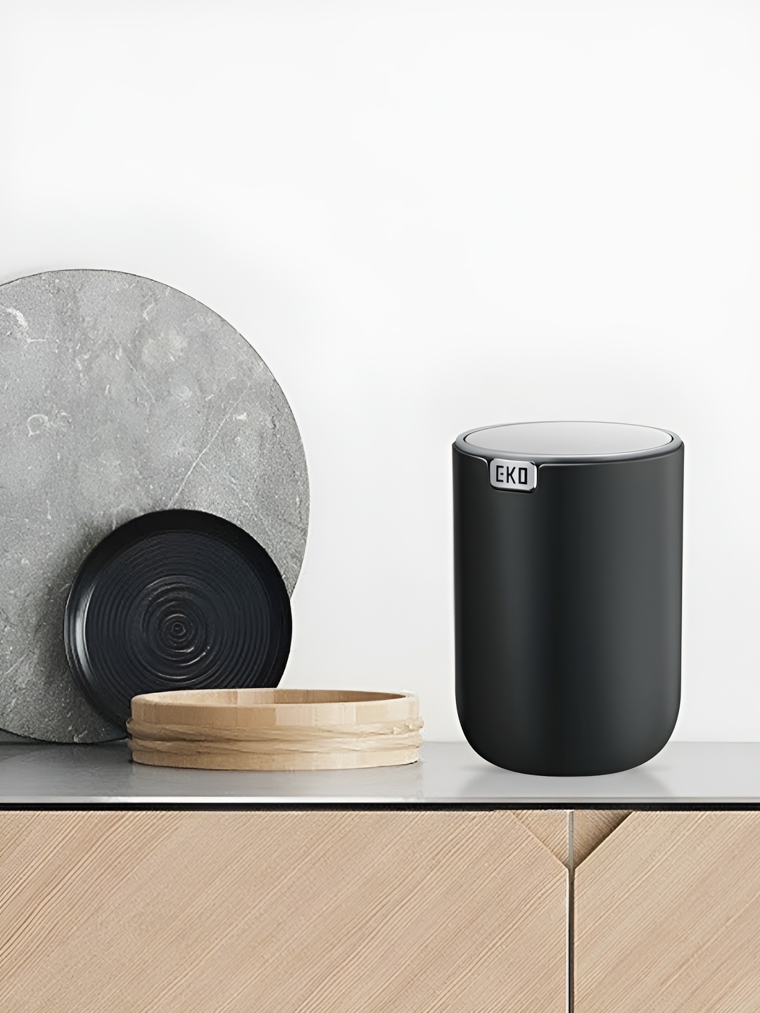 

OBSESSIONS Plastic Fingerprint Resistant Dustbins, Black