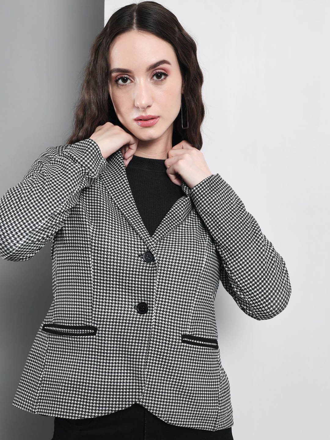 

TANDUL womens Single-Breasted Casual Blazer, Black