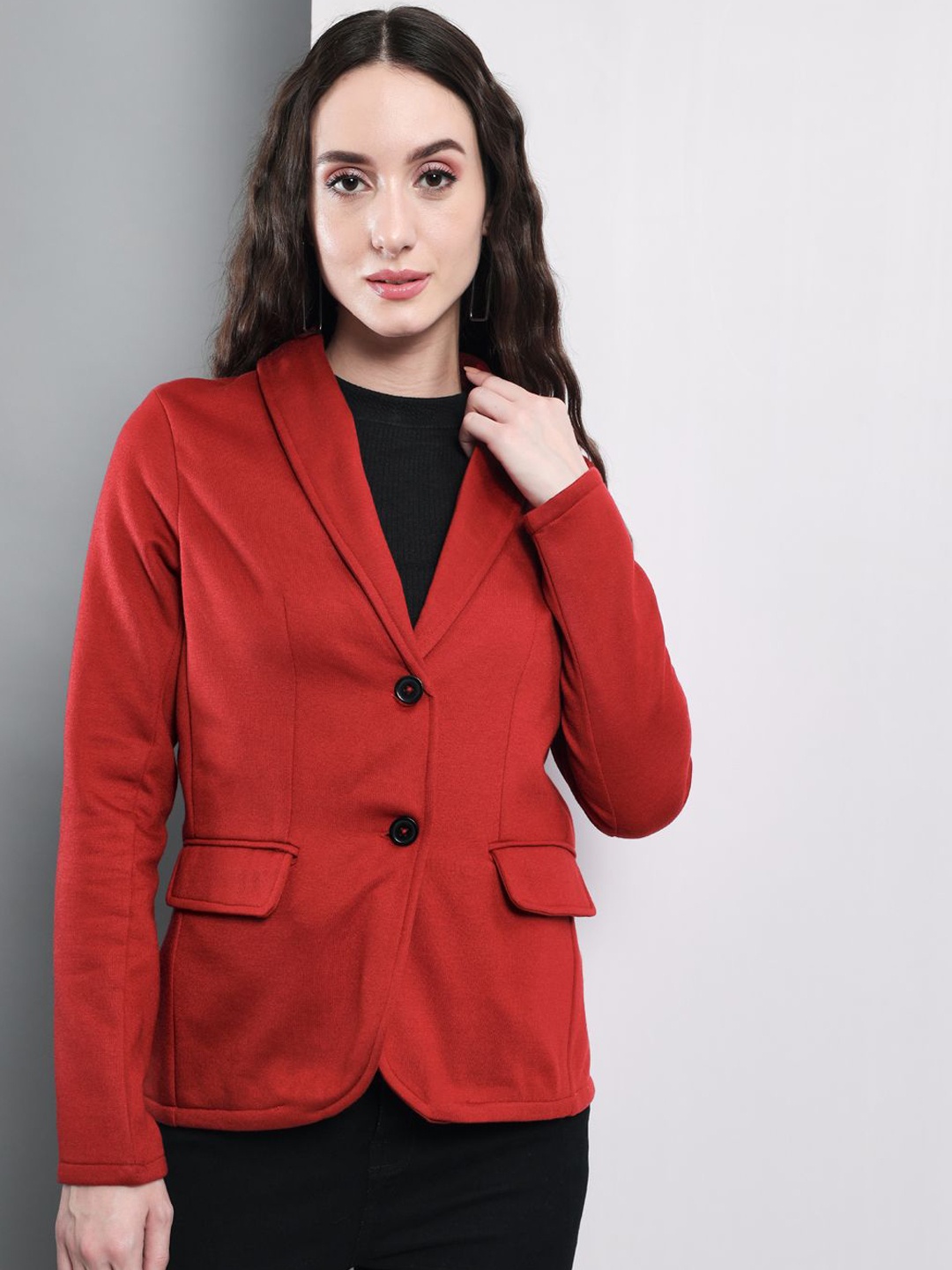 

TANDUL womens Single-Breasted formal Blazer, Maroon