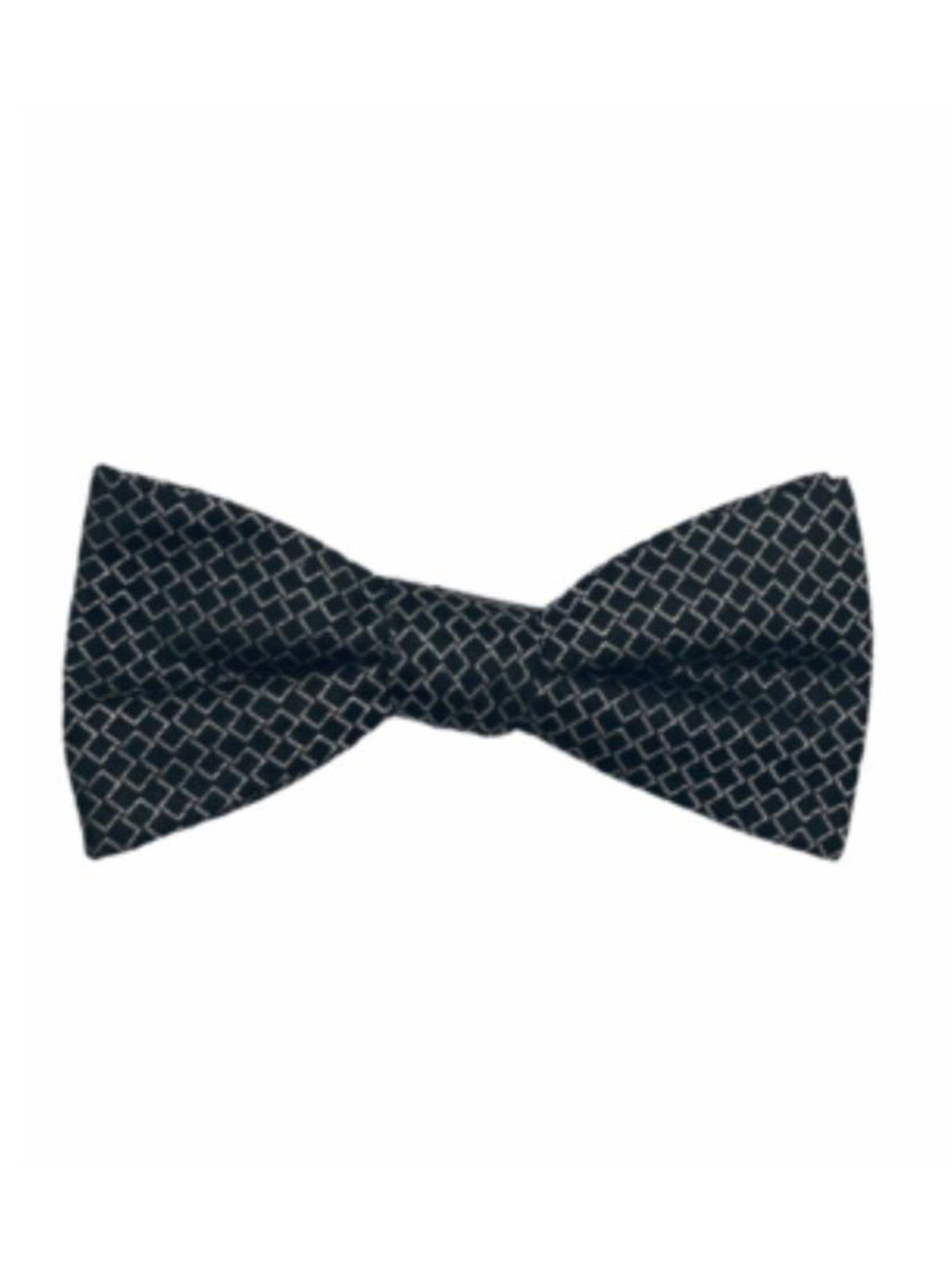 

The Tie Hub Men Geometric Printed Silk Bow Tie, Black