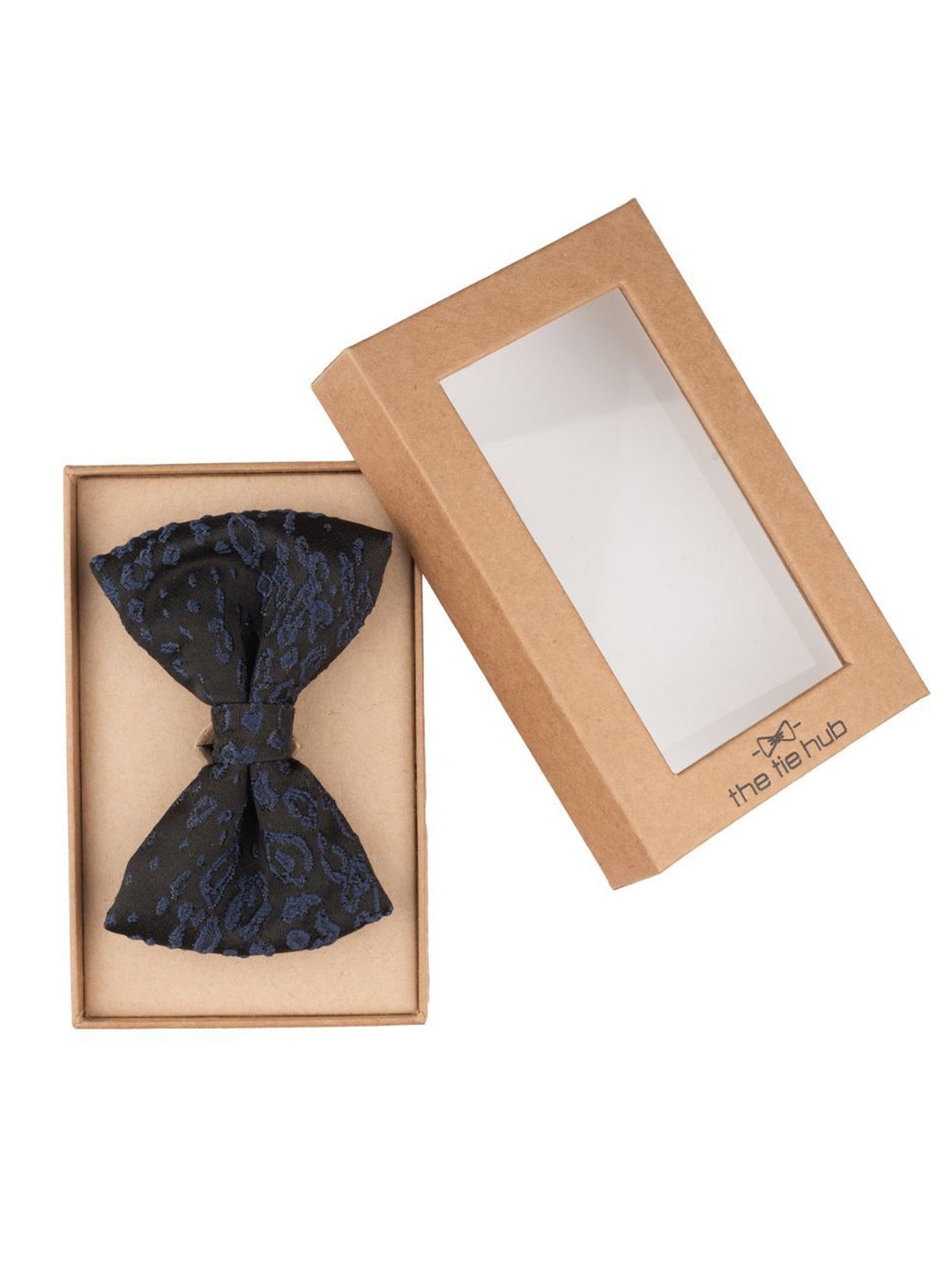 

The Tie Hub Men Woven Design Bow Tie, Black