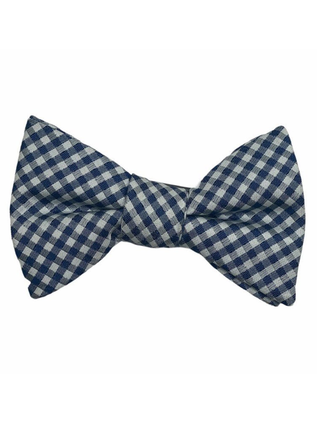 

The Tie Hub Men Checked Silk Bow Tie, Blue