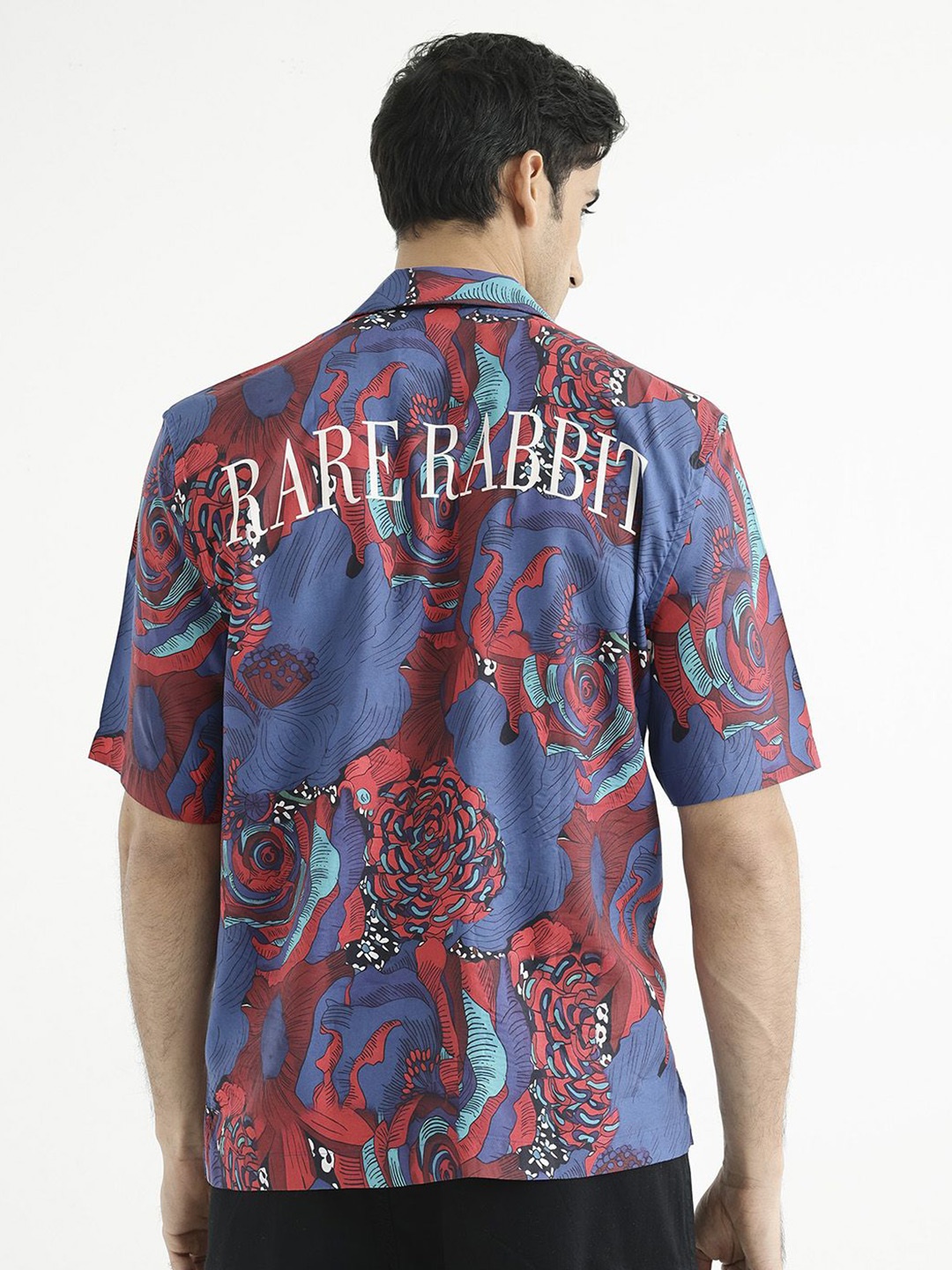 

RARE RABBIT Men Junee Boxy Floral Opaque Printed Shirt, Blue