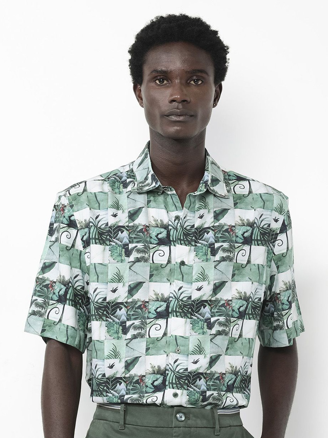

RARE RABBIT Men Printed Caph Regular Fit Floral Opaque Shirt, Green