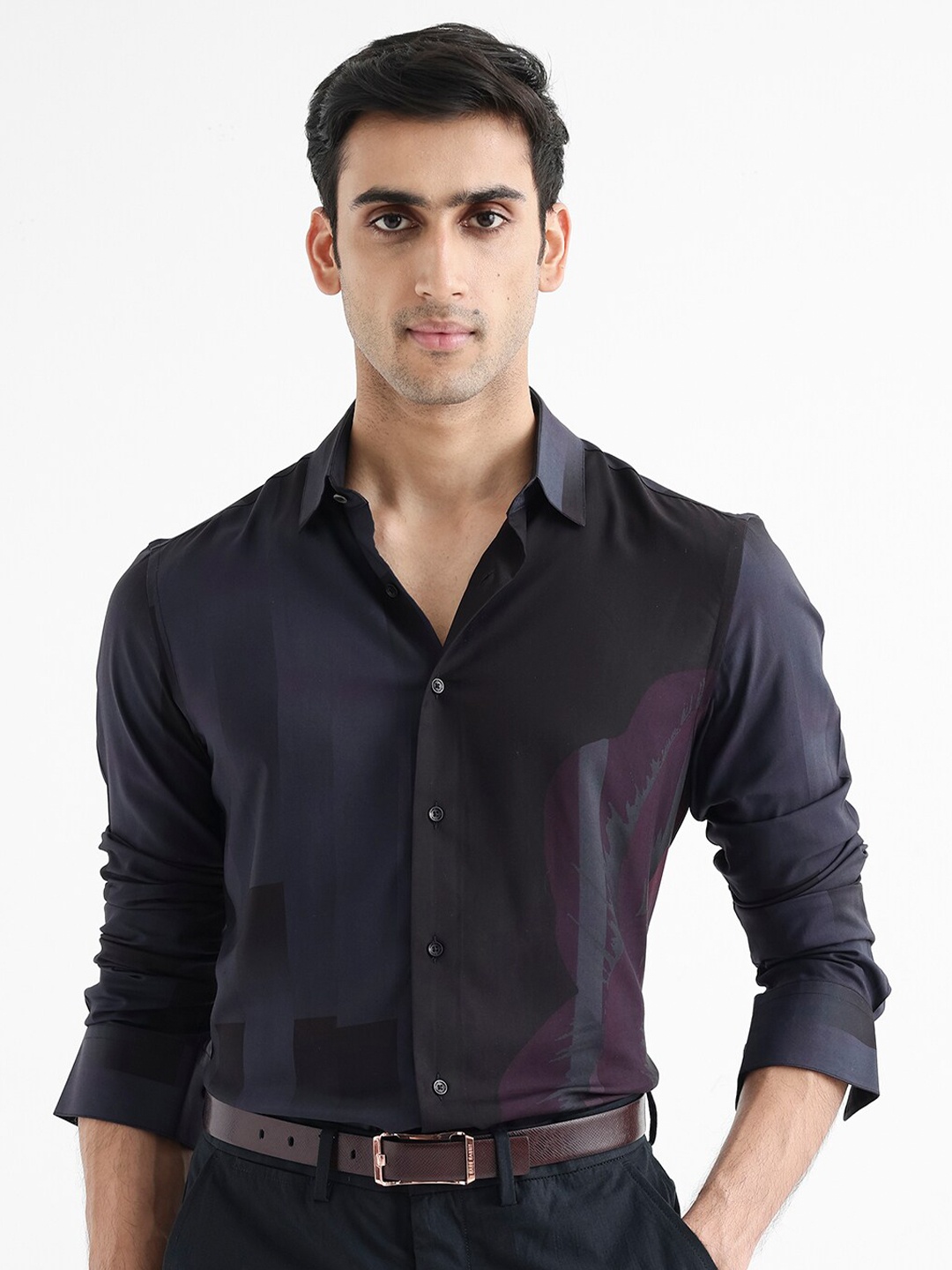 

RARE RABBIT Men Andron Opaque Shirt, Navy blue