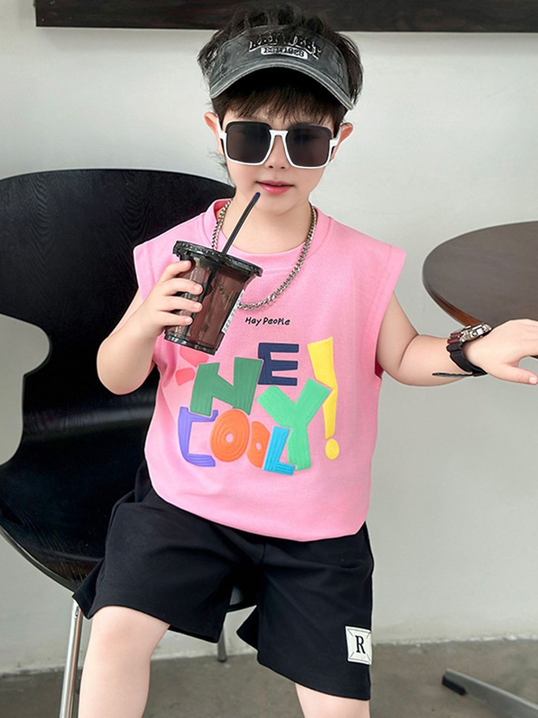 

INCLUD Boys Printed T-shirt With Shorts, Pink