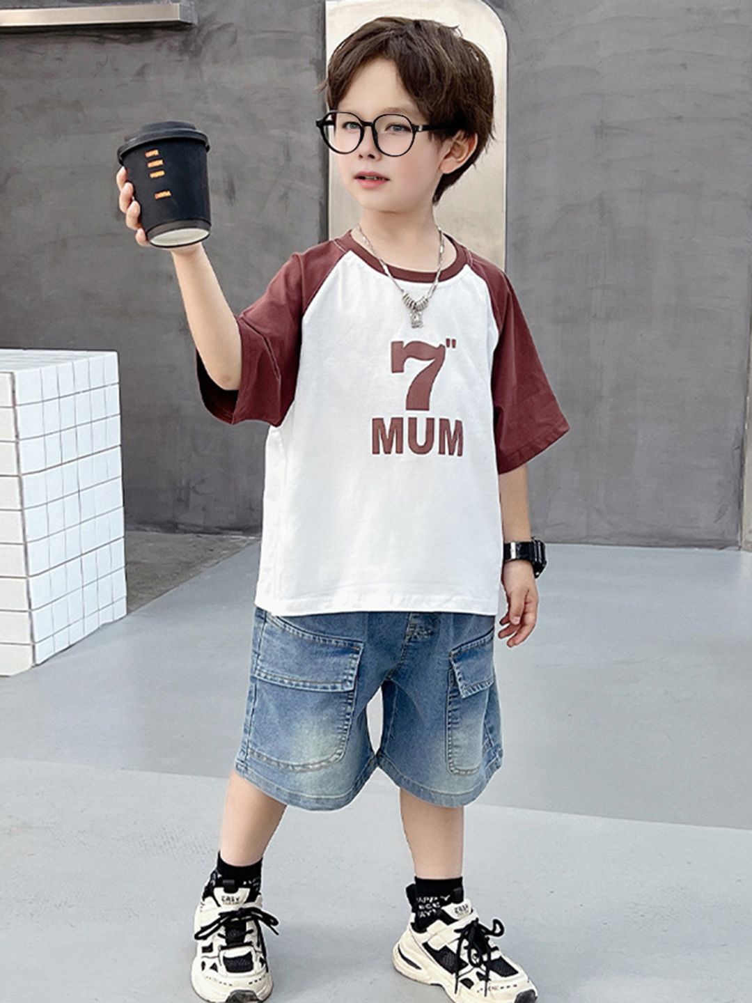 

INCLUD Boys Printed T-Shirt With Shorts, Brown