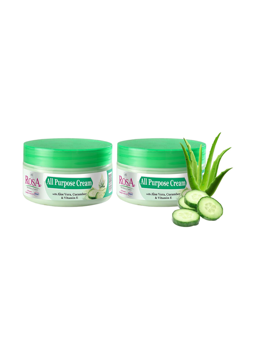 

ROSA Set of 2 All Purpose Cream with Aloe Vera & Cucumber - 100 ml each, Green