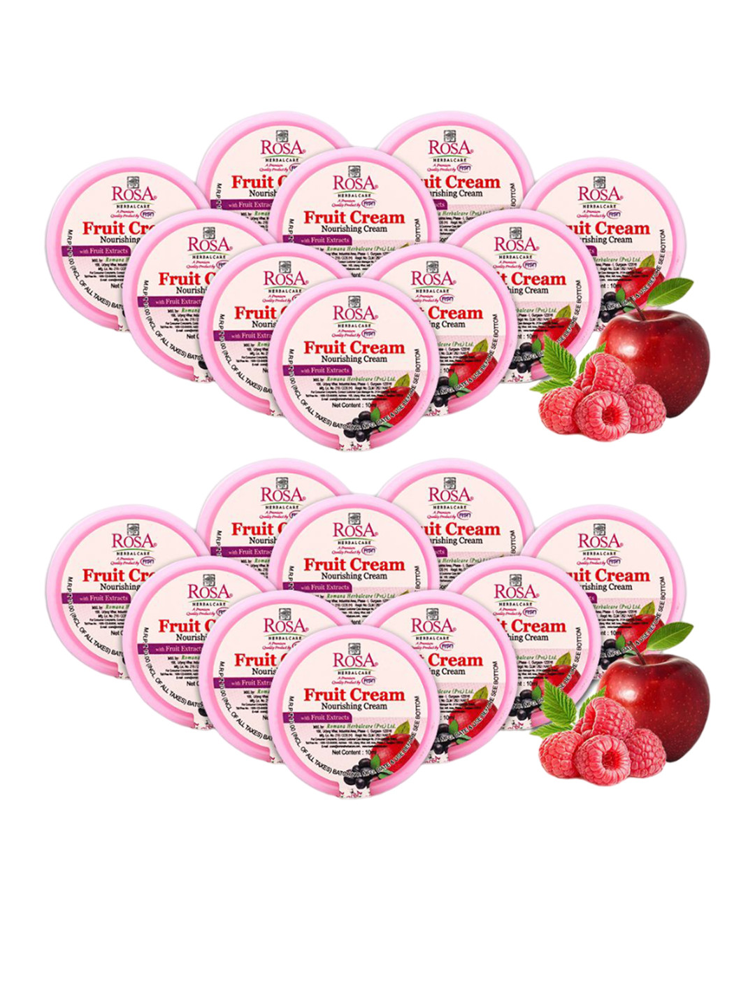 

ROSA Set of 20 Fruit Cream with Vitamin E & Jojoba Oil - 10 ml each, Pink