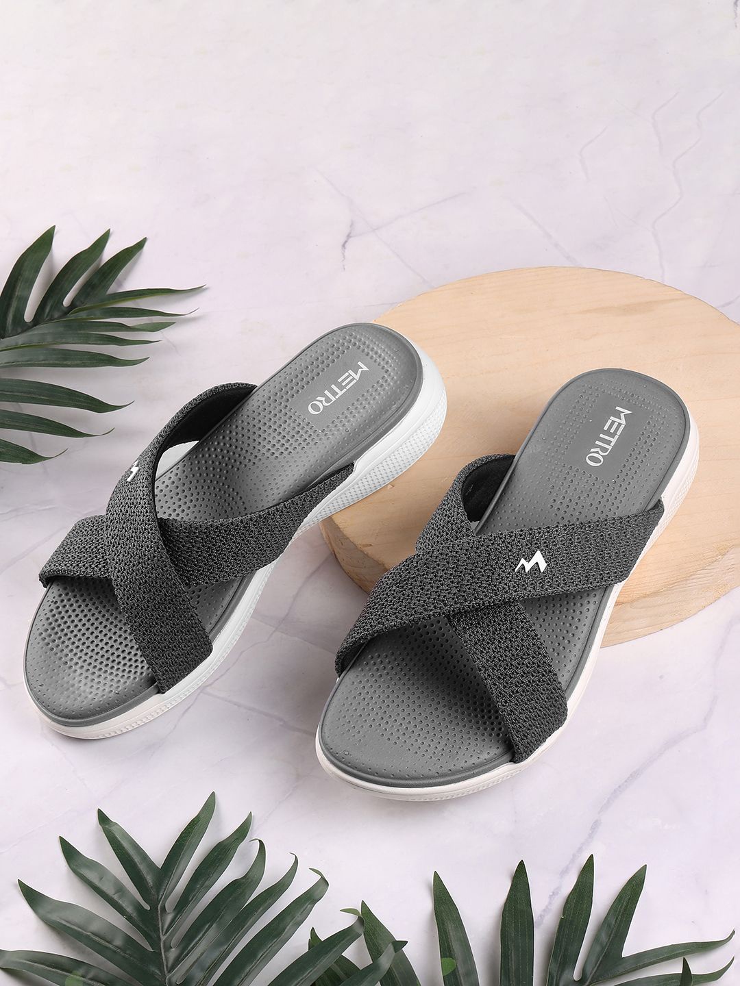 

Metro Women Striped Open Toe Flats, Grey