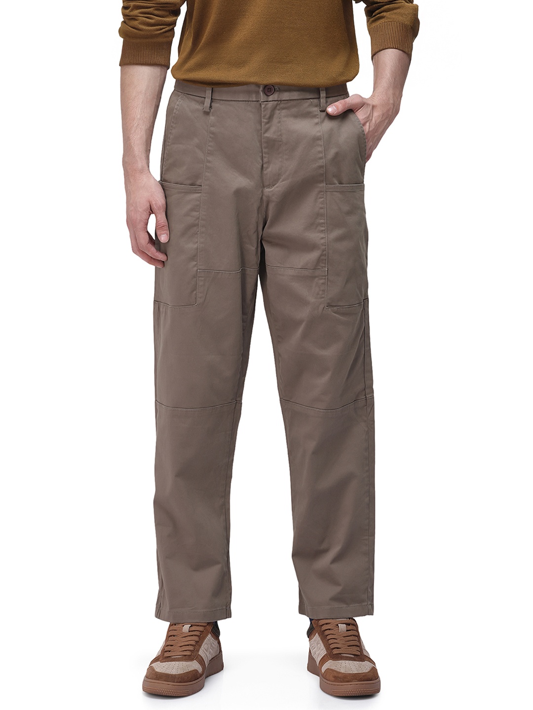 

RARE RABBIT Men Petro Straight Fit Cargos Trousers, Olive