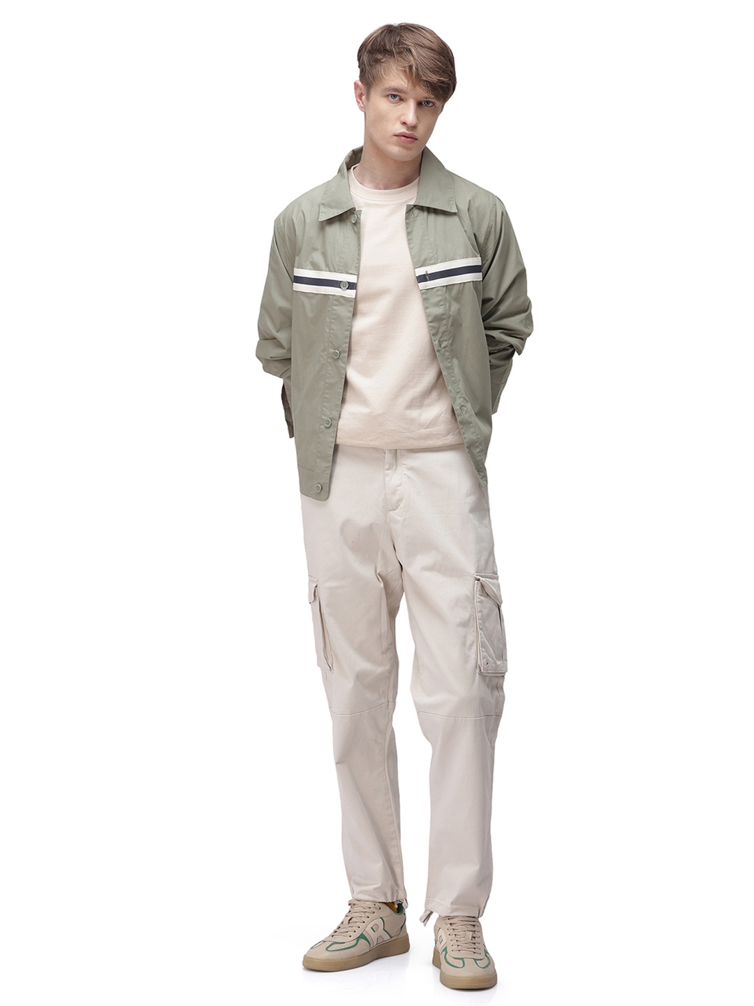 

RARE RABBIT Men Maks Relaxed Fit Cargos Trousers, Off white