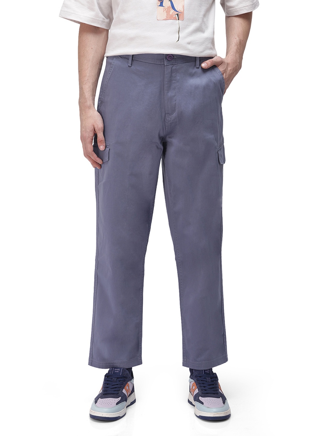 

RARE RABBIT Men Zipo Regular Fit Cargos Trousers, Blue
