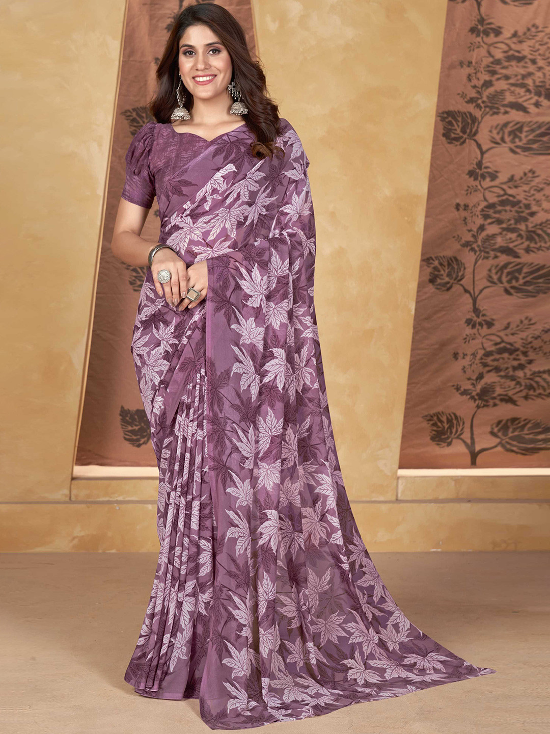 

Mitera Floral Saree, Purple