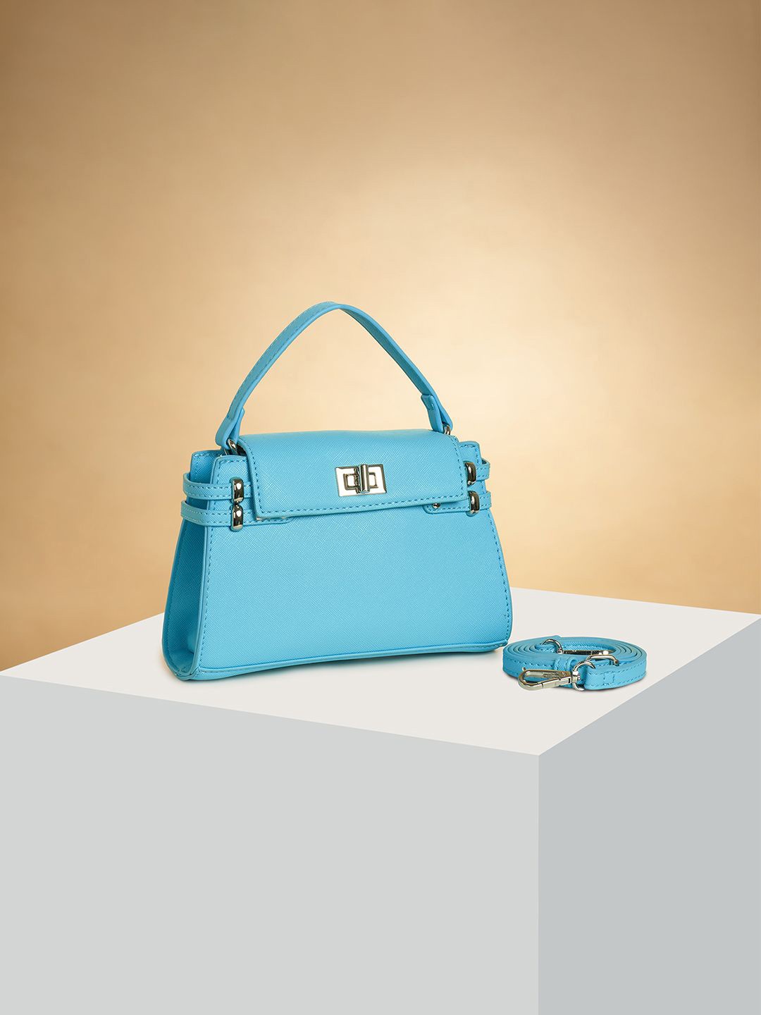 

Forever Glam by Pantaloons Women PU Structured Handheld Bag with Cut Work, Blue