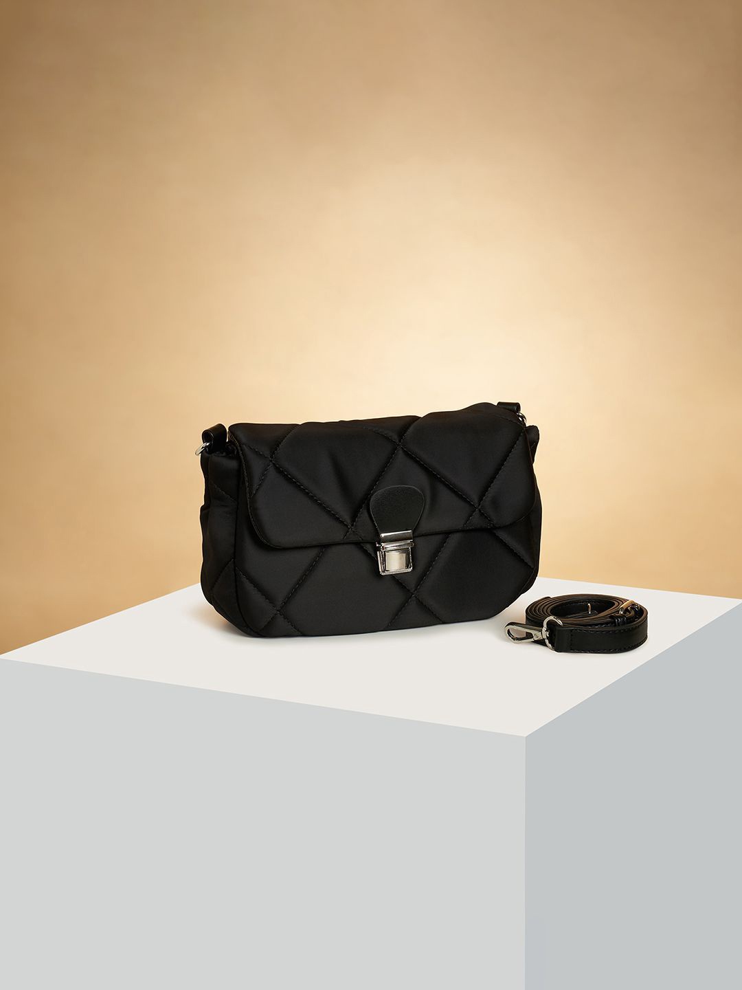 

Forever Glam by Pantaloons Structured Sling Bag with Bow Detail, Black