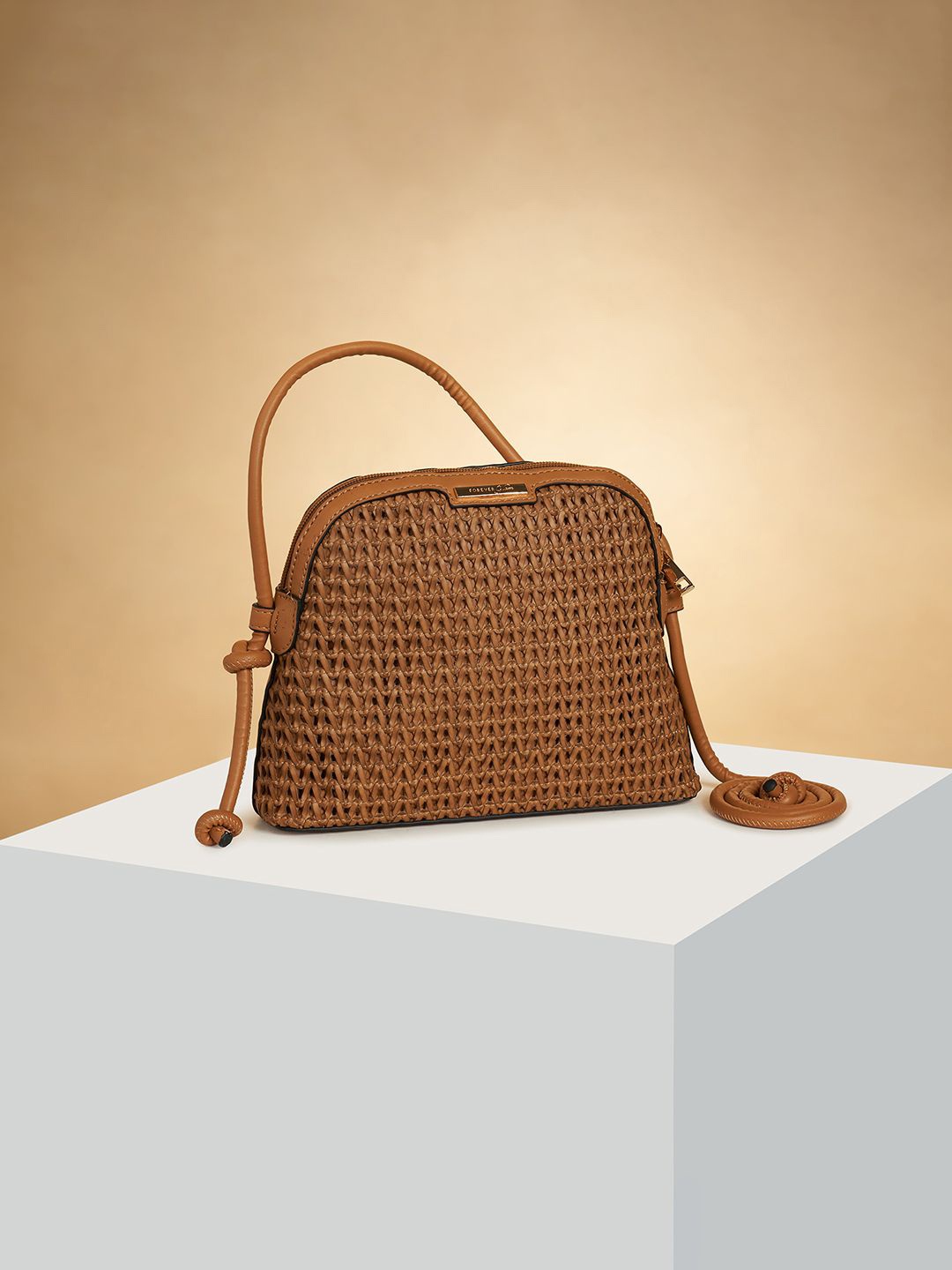 

Forever Glam by Pantaloons PU Structured Handheld Bag, Tan