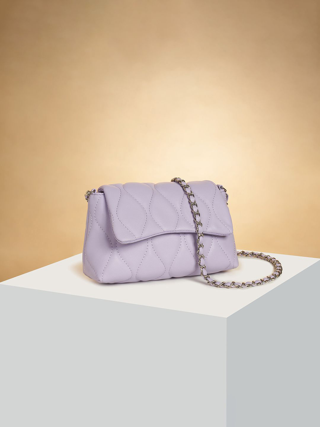 

Forever Glam by Pantaloons Women PU Structured Sling Bag With Quilted, Lavender