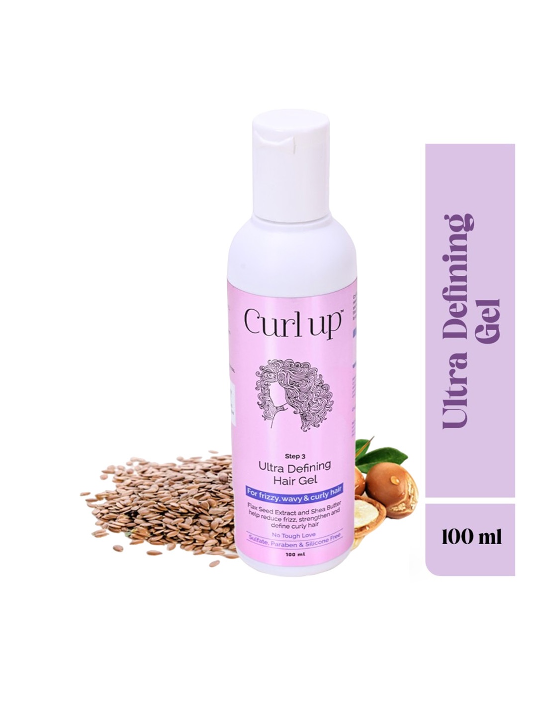 

Curl up Ultra Defining Hair Gel With Flax Seed Extract & Shea Butter - 100 ml, Transparent