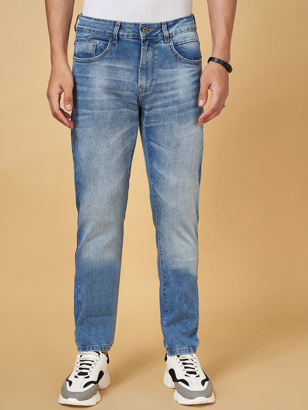 

SF JEANS by Pantaloons Men Skinny Fit Low Distress Heavy Fade Jeans, Blue