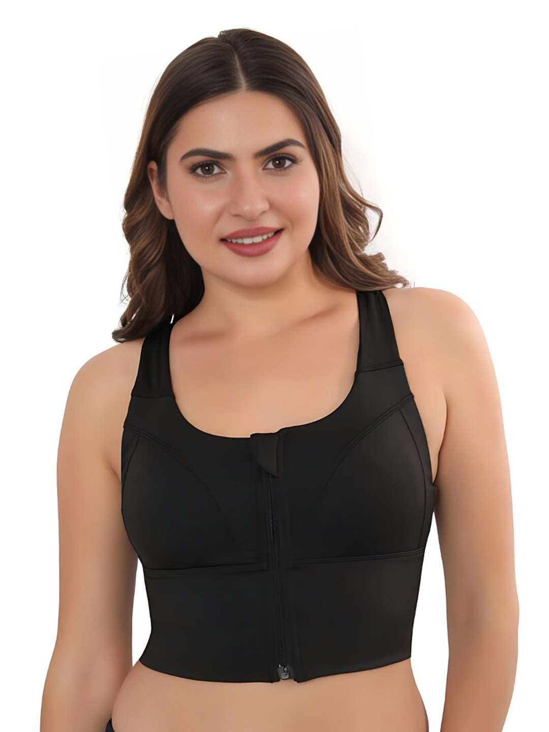 

Bella Voste women full coverage non wired lightly padded workout bra, Black