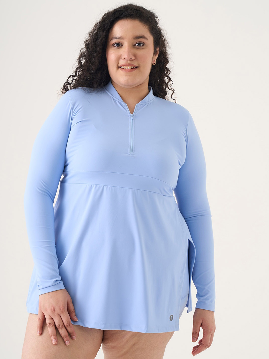 

SPIRIT ANIMAL Solid V-Neck Swimsuit Set, Blue