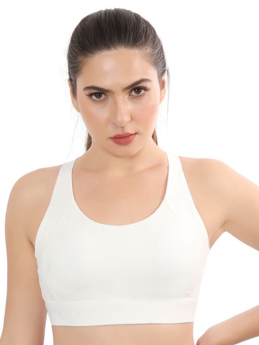 

Bella Voste women full coverage non wired lightly padded workout bra, White