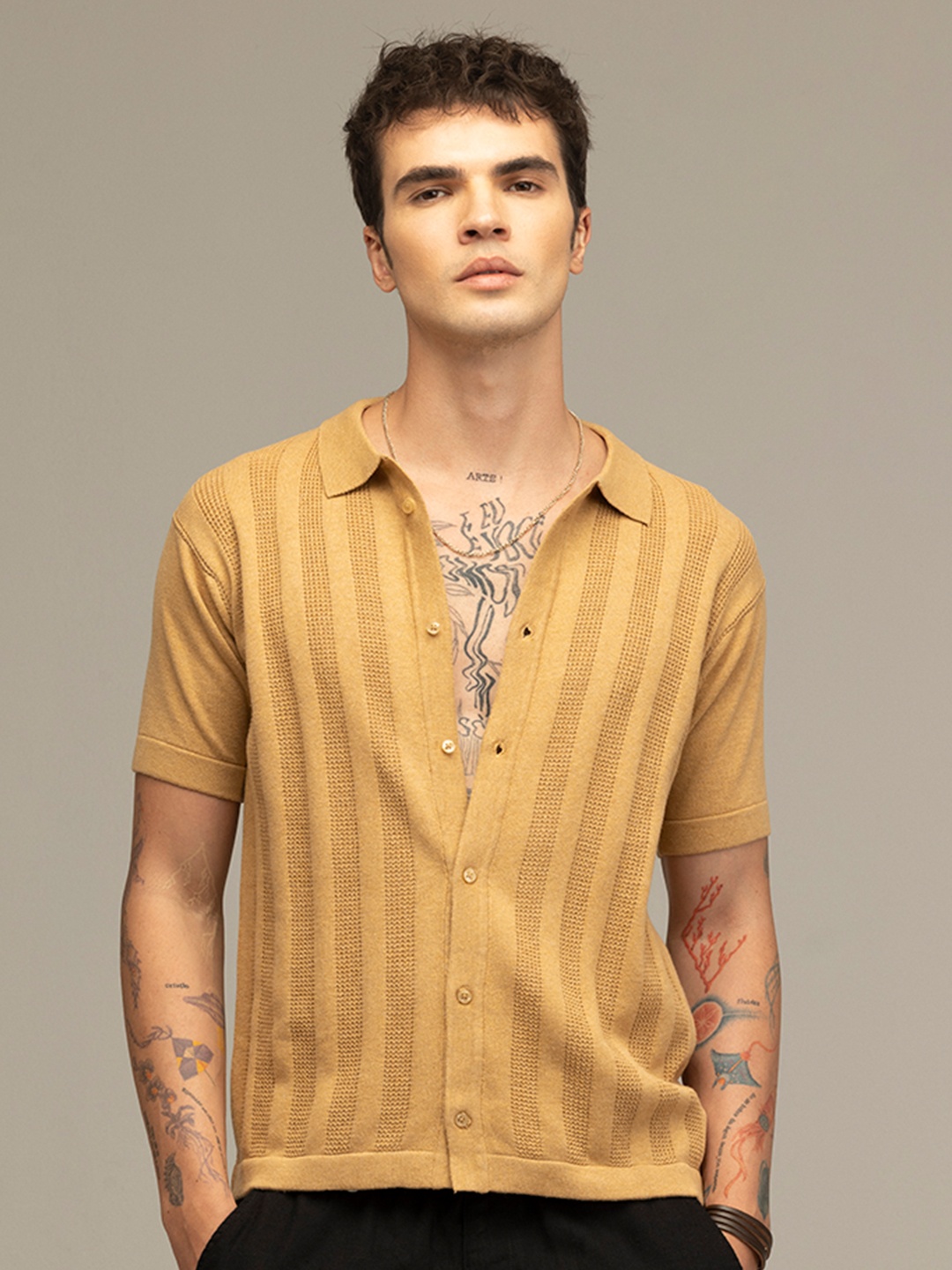 

Snitch Men Vertical Stripes Casual Shirt, Yellow
