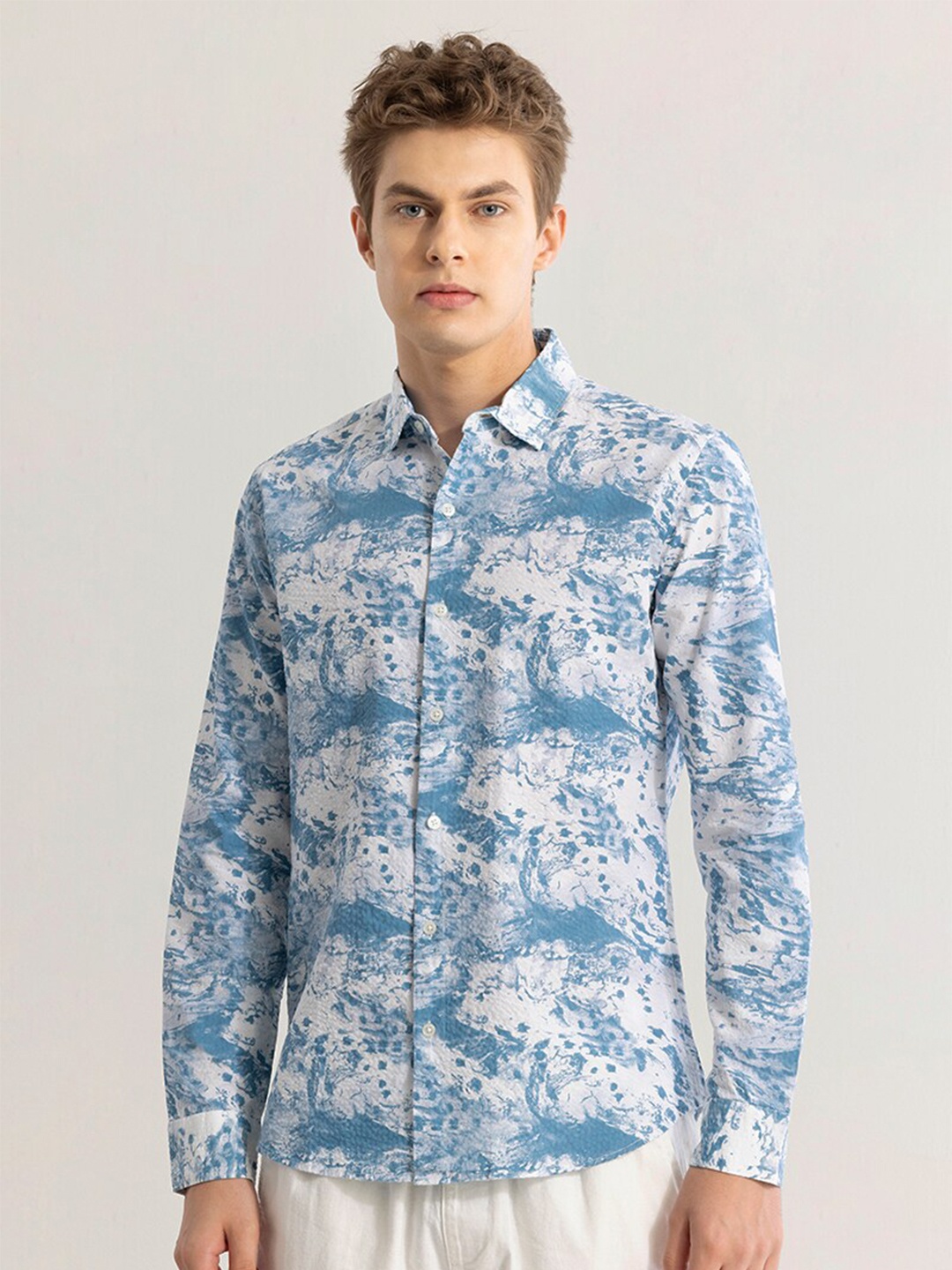

Snitch Men Printed Straight Skinny Fit Floral Opaque Casual Shirt, Blue