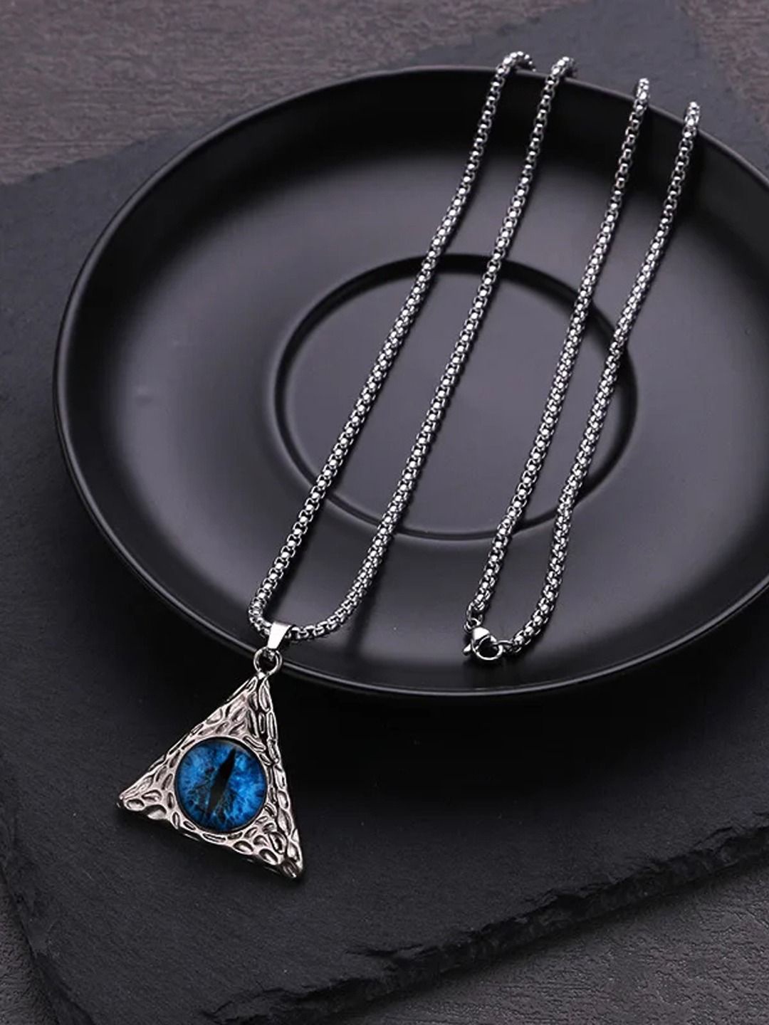 

FIMBUL Men Artificial Stones Silver Plated Stainless Steel Chain