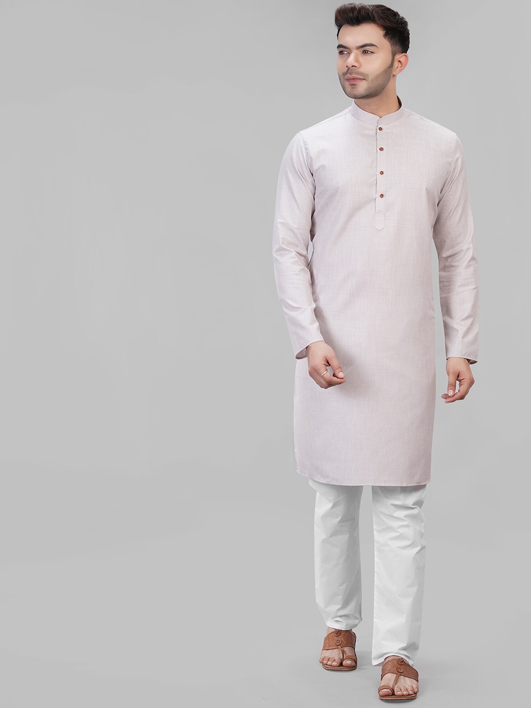 

LA'SCOOT Men Regular Pure Cotton Kurta with Trousers, Pink