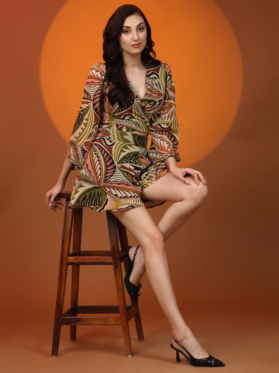 

Phenav Women Tropical Print \A-Line Dress, Green