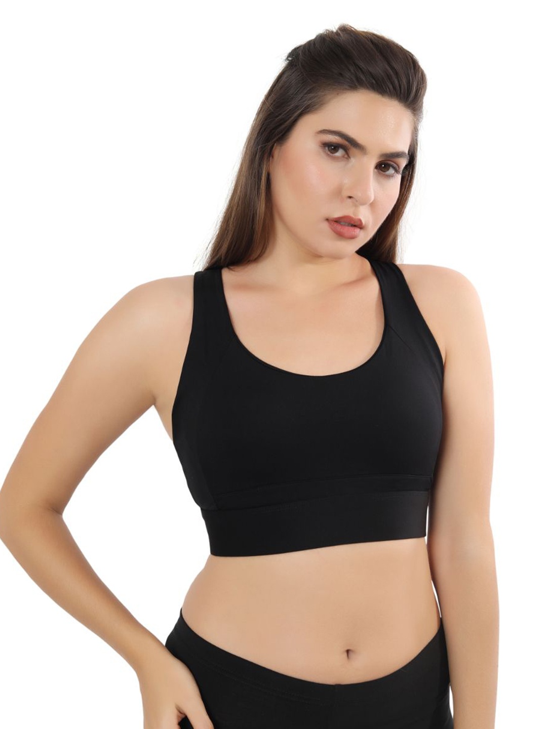 

Bella Voste women Full Coverage non wired Lightly Padded workout bra, Black