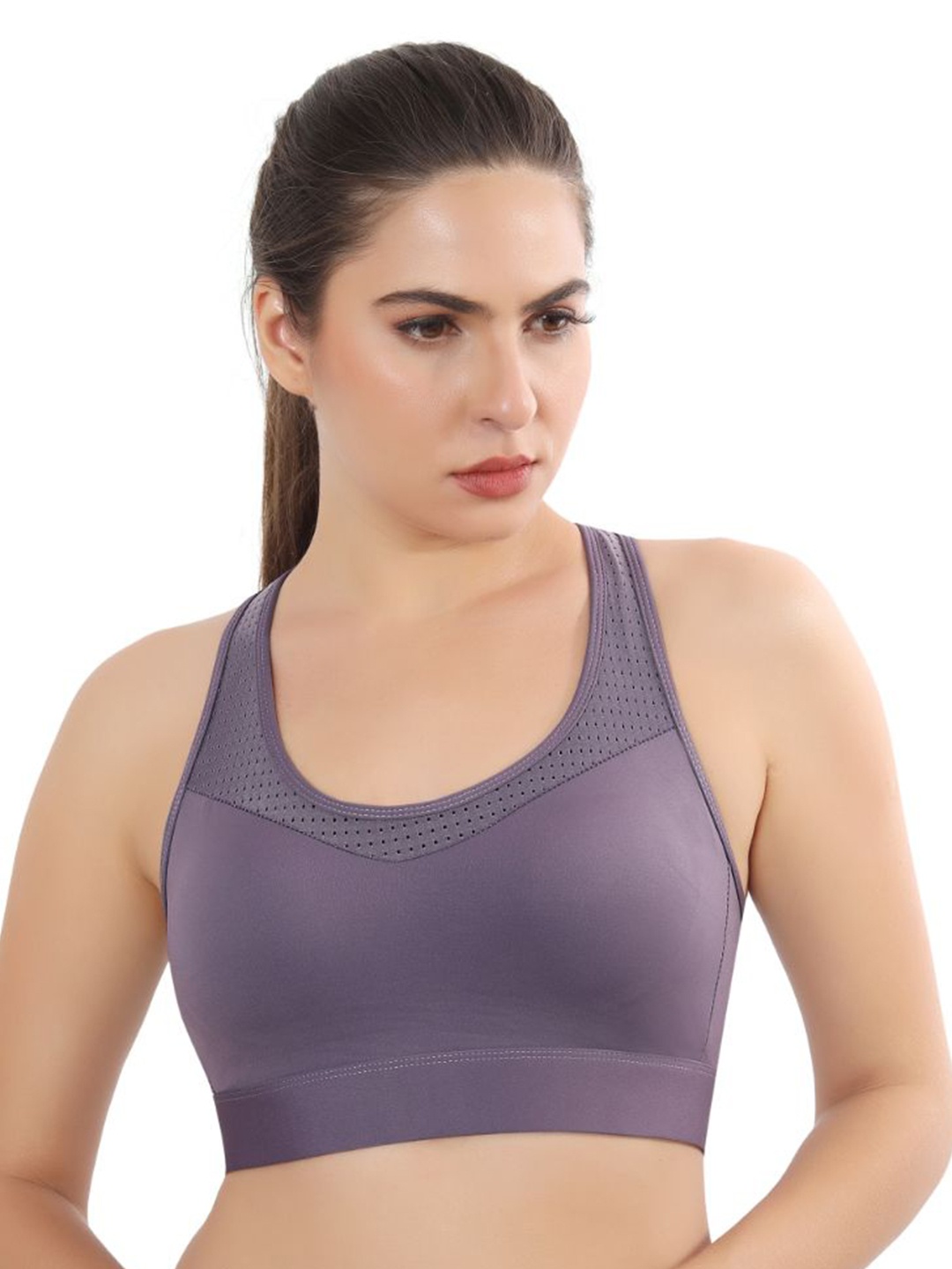 

Bella Voste women full coverage non wired lightly padded workout bra, Purple