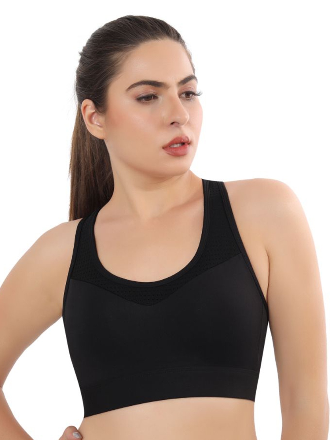 

Bella Voste women Full Coverage non Padded non wired work out bra, Black
