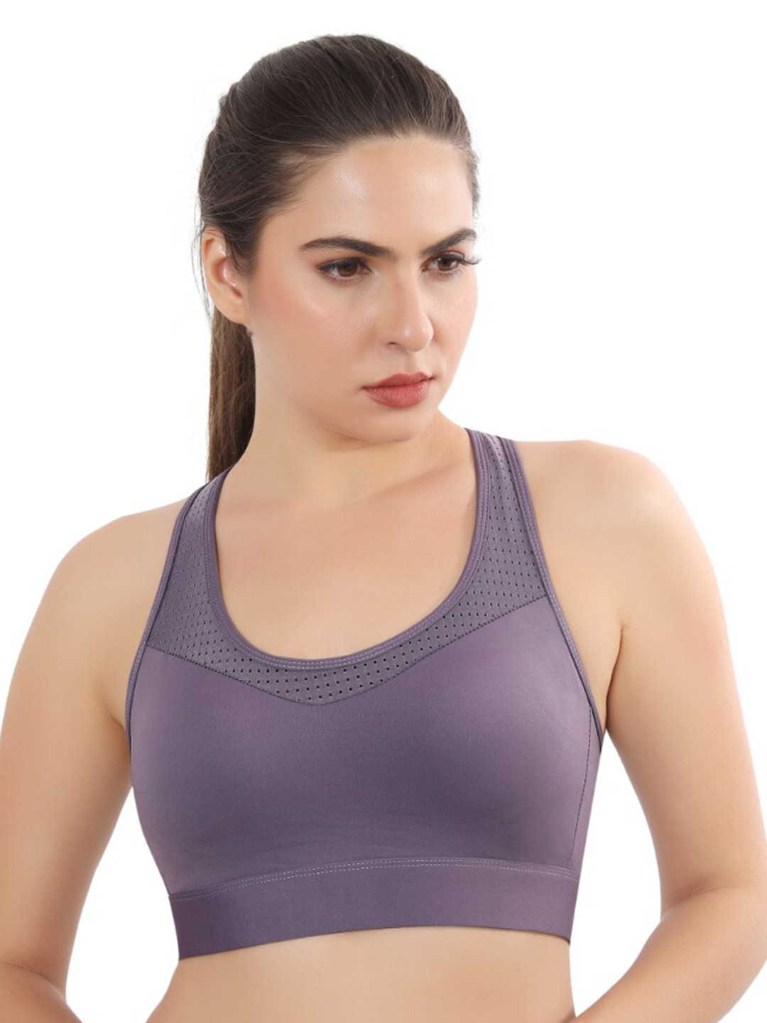 

Bella Voste women lightly padded non wired full coverage workout bra, Purple