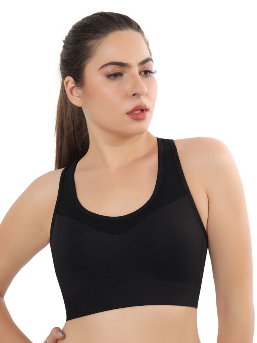 

Bella Voste women full coverage lighly padded non wired workout bra, Black