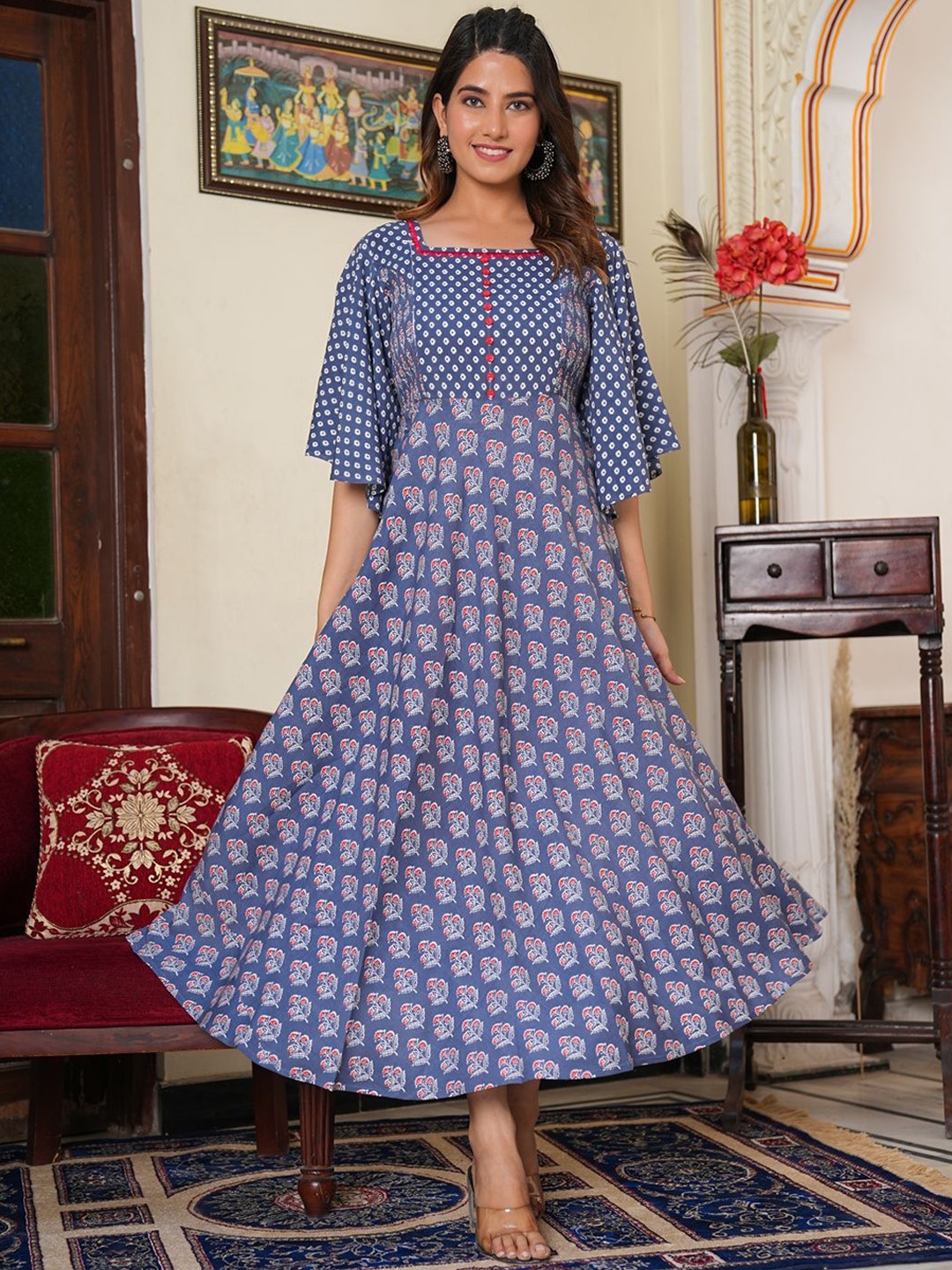 

YASH GALLERY Women Ethnic Motifs Printed Maternity Kurta, Grey