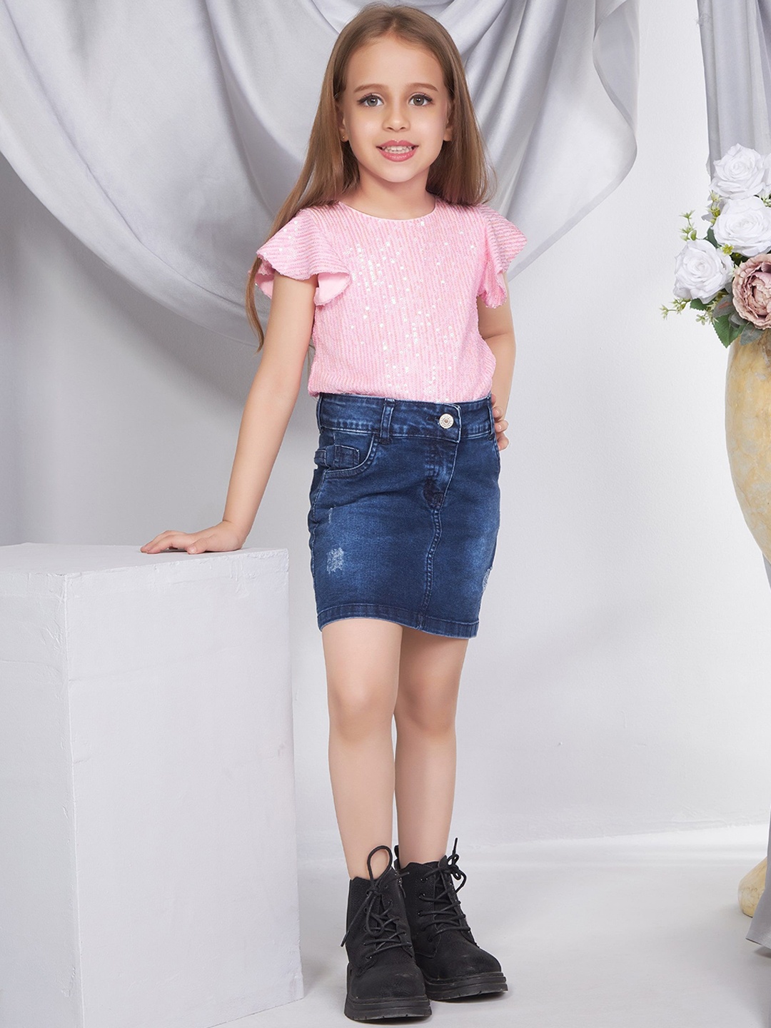 

Peppermint Girls Pencil Mini Pure Cotton Skirt, Navy blue