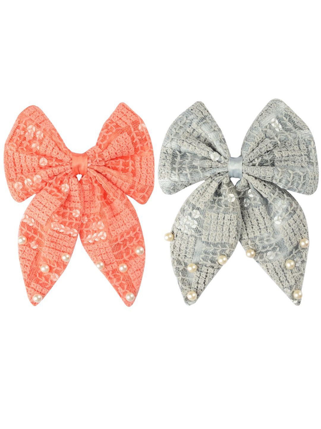 

Radhu & Kabby Women Set Of 2 Embellished Alligator Hair Clips, Grey