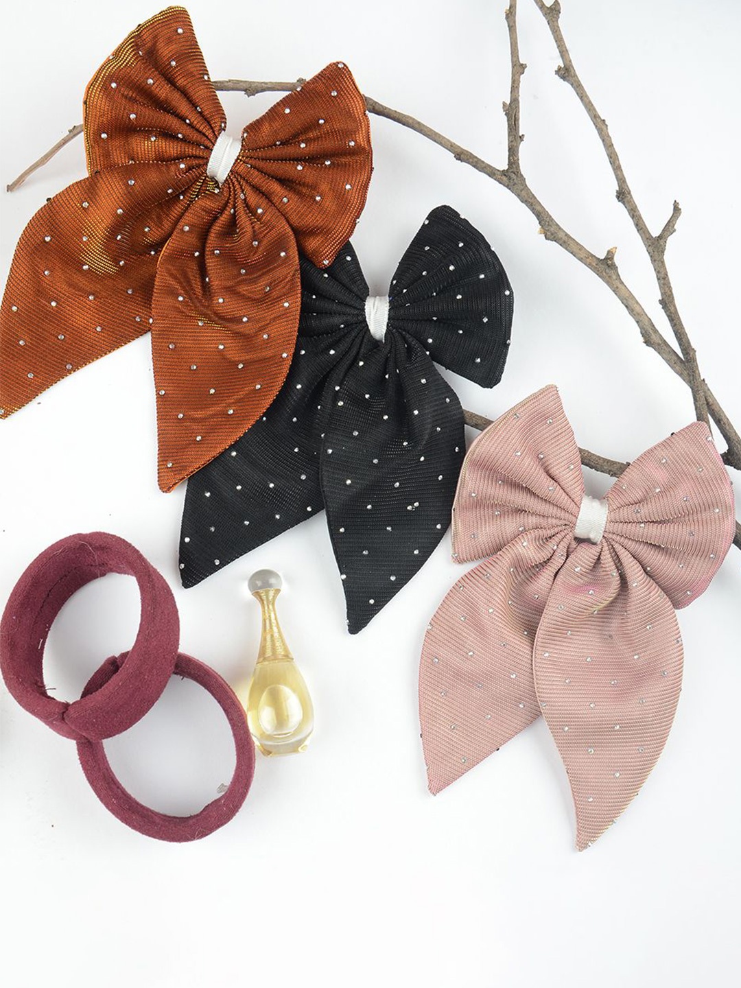 

Radhu & Kabby Women Set of 3 Pieces Alligator Hair Bow, Black