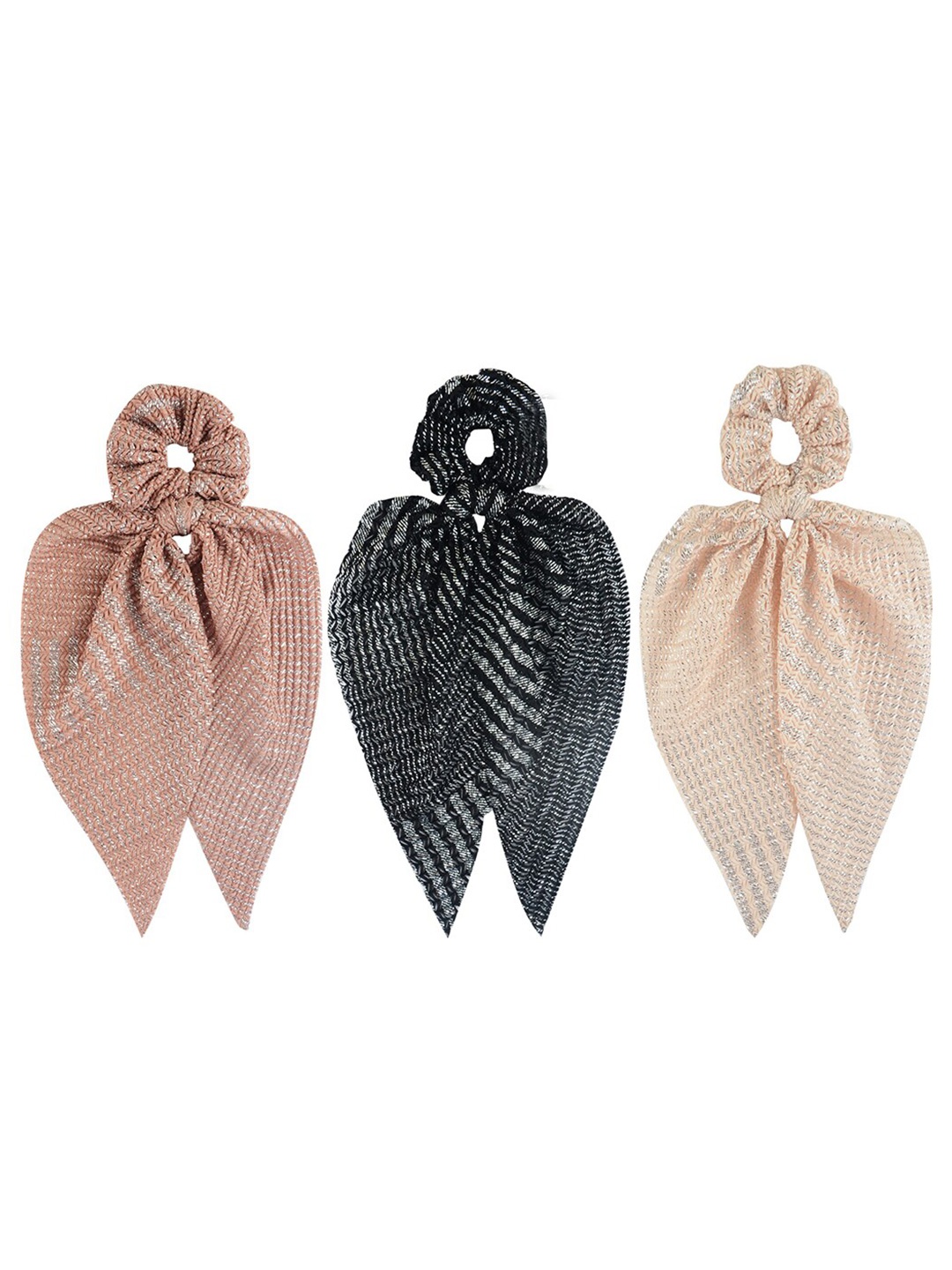 

Radhu & Kabby Women Set Of 3 Scarf Scrunchie Ponytail Holders, Black