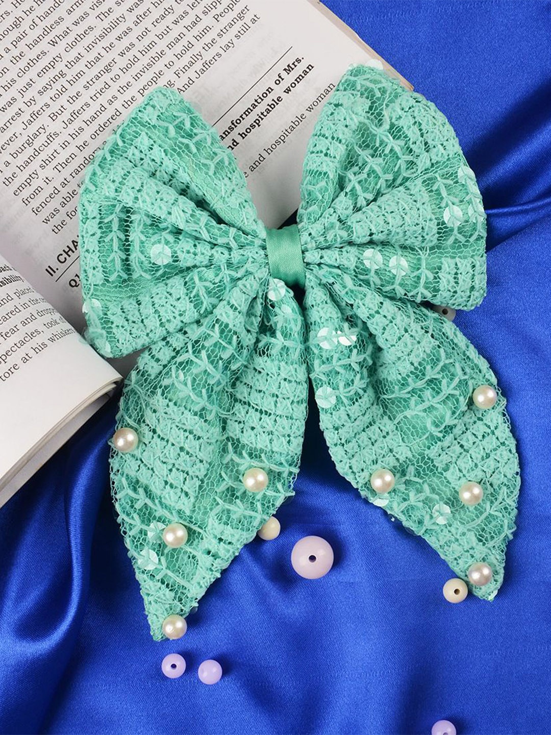 

Radhu & Kabby Women Set Of 2 Embellished Alligator Hair Clip, Green
