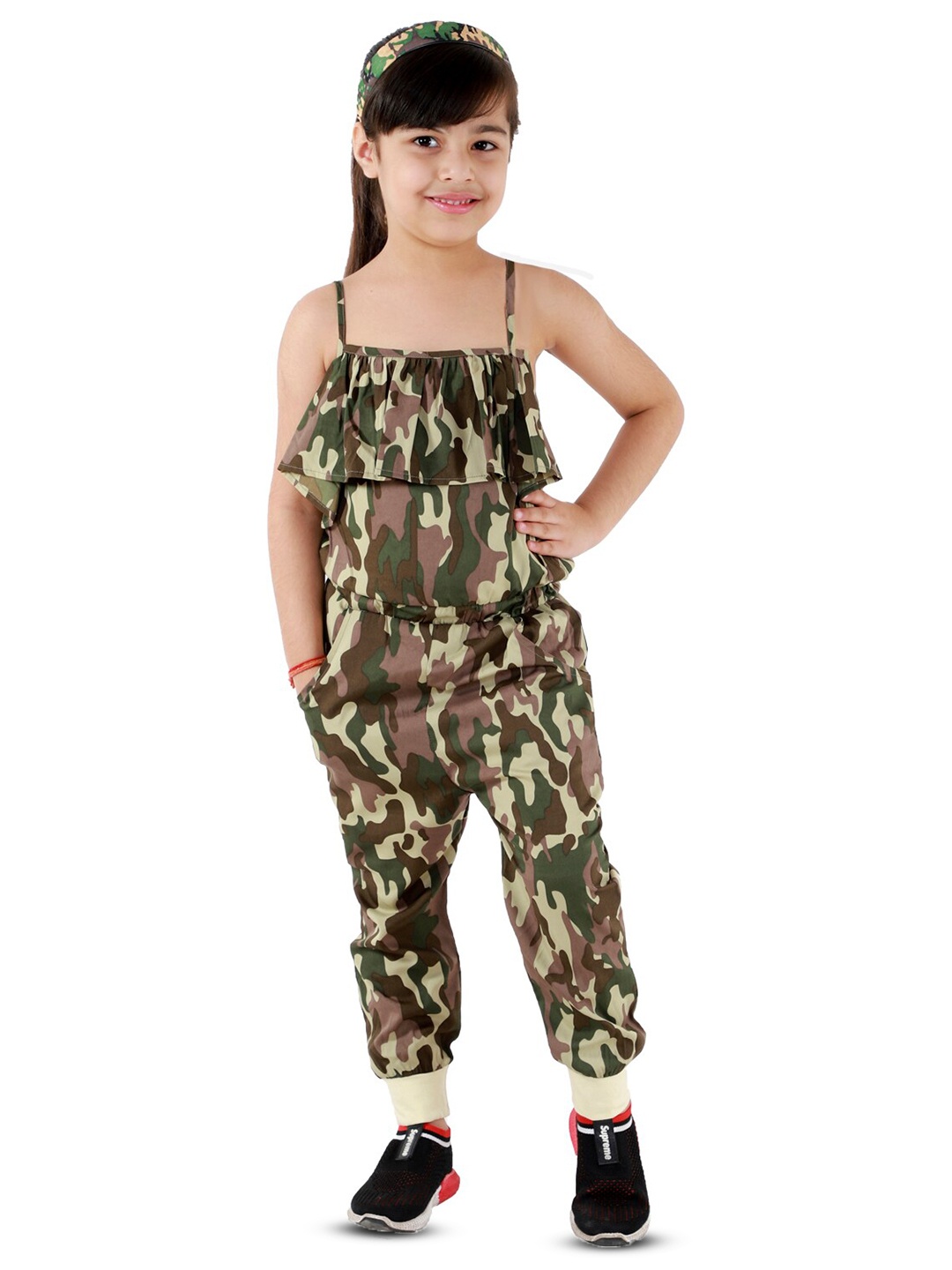 

Kids Cave Girls Printed Top with Trousers, Green
