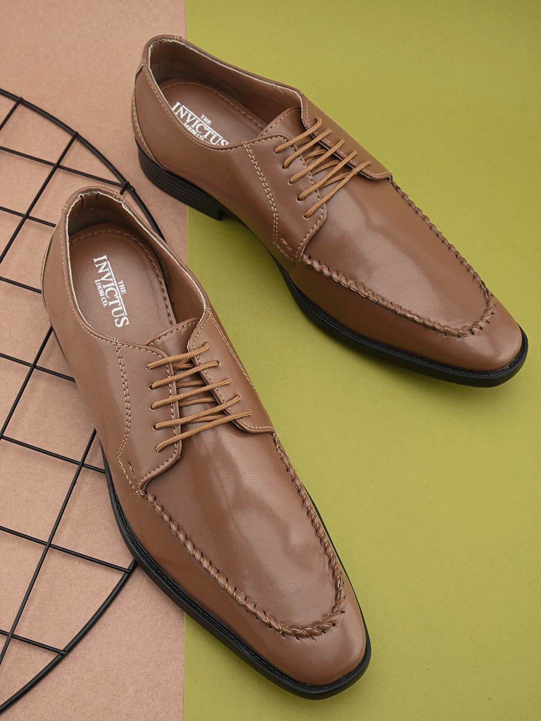 

INVICTUS Men Lace-Ups Formal Derbys, Tan